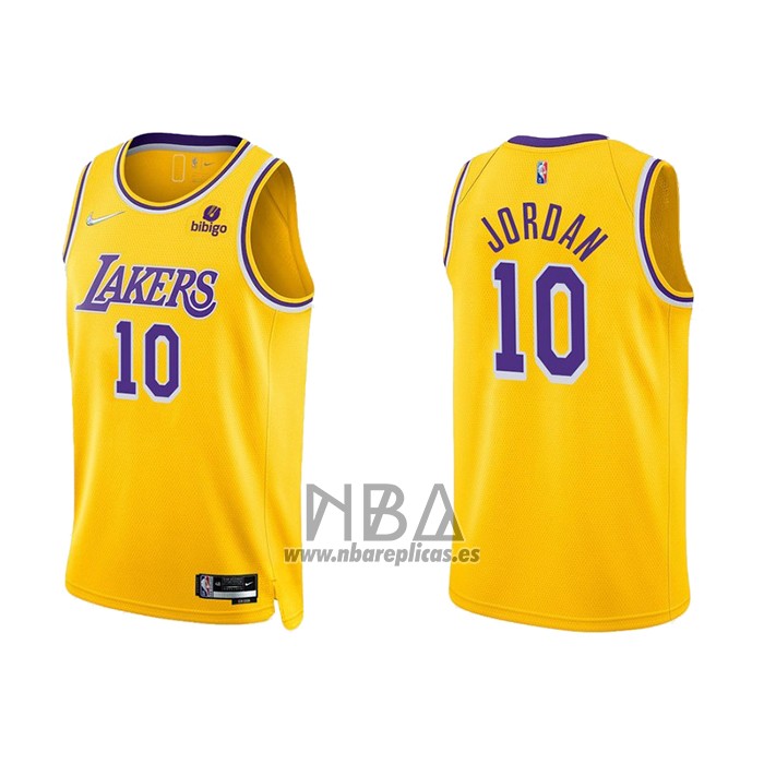 Camiseta Los Angeles Lakers DeAndre Jordan NO 10 75th Anniversary 2021-22 Amarillo